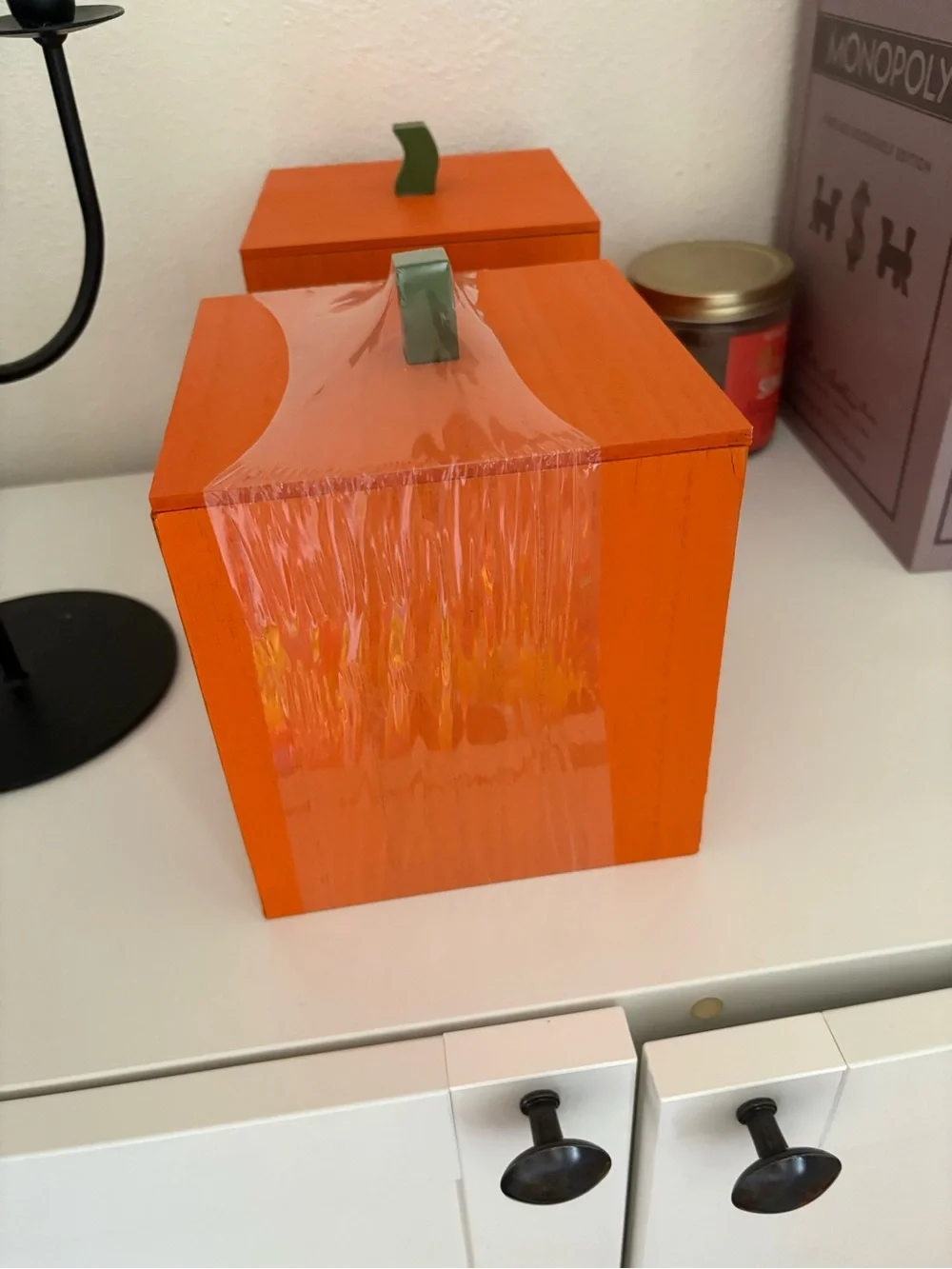 Target Bullseye Playground Wood Tissue Holder Box JackOLantern Pumpkin Halloween